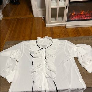Elegant White Ruffled Men’s Top